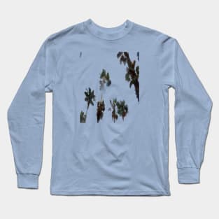 Tropical Palms Artistic Watercolor Silhouette Cut Out Long Sleeve T-Shirt